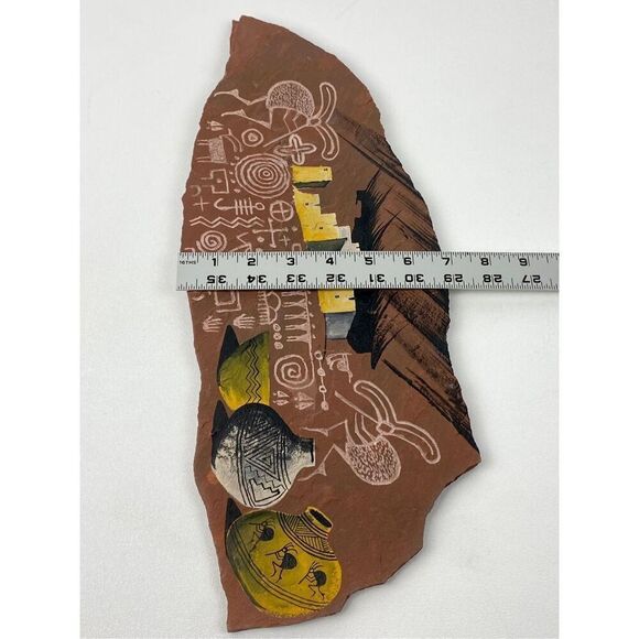 Marc Begay Navajo Native American Handpainted Petroglyphs Red Rock Stone Signed - Picture 7 of 7